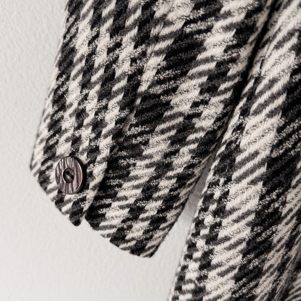 Vintage 90s Dana Buchman Wool Coat Houndstooth Designer Long Jacket Petite NWOT - Picture 12 of 15